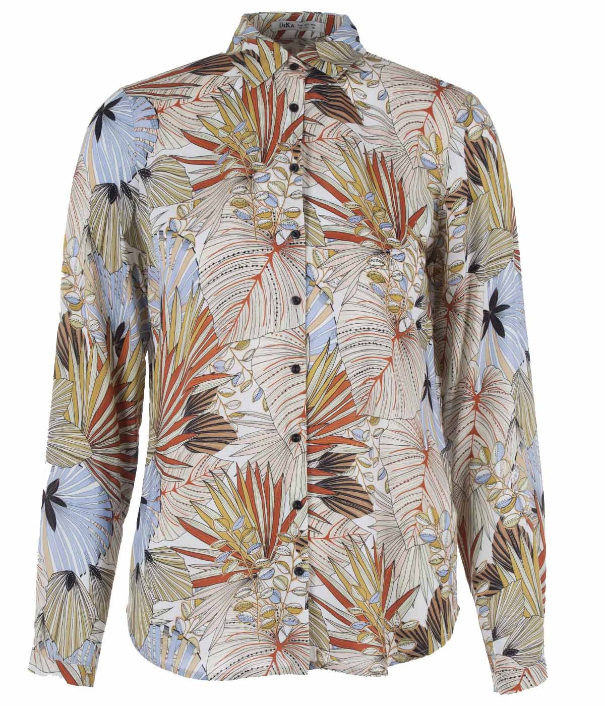 Viscose shirt with tropical print 0